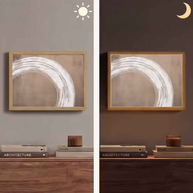 Verf - Bruin - Japandi Light Box met batterij (Wandlamp) middel -sfeer3