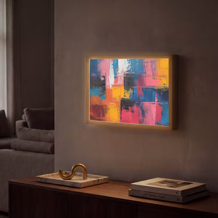 Verflook - Kunst - Modern - Abstract Light Box met batterij (Wandlamp) middel -sfeer1