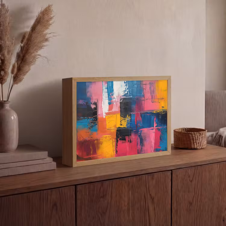 Verflook - Kunst - Modern - Abstract Light Box met batterij (Wandlamp) middel -sfeer2