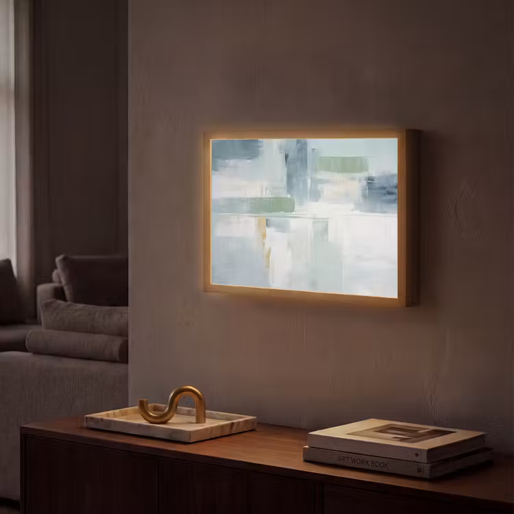 Verf - Moderne kunst - Abstract - Grijs Light Box met batterij (Wandlamp) middel -sfeer1