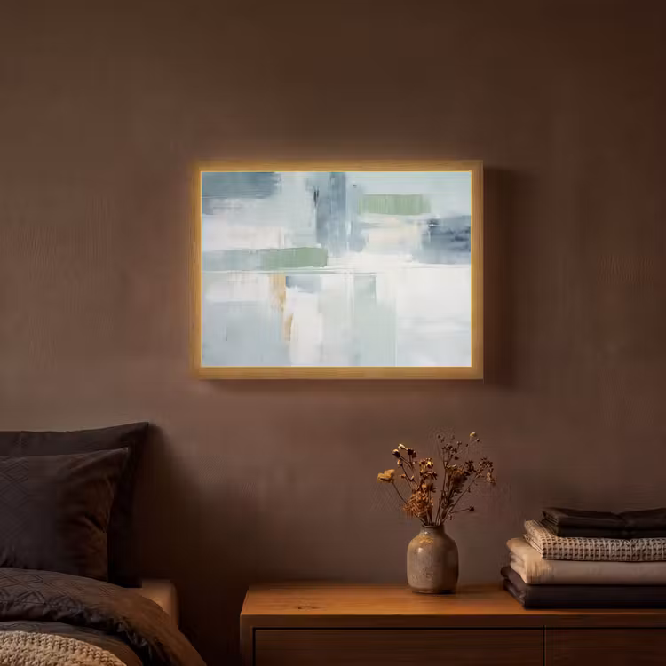 Verf - Moderne kunst - Abstract - Grijs Light Box met batterij (Wandlamp) middel -sfeer4