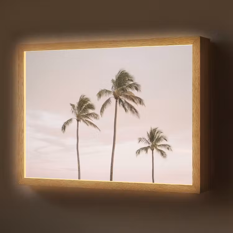 Palmbomen - Zonsondergang - Roze Light Box met batterij (Wandlamp) middel -z3d_website