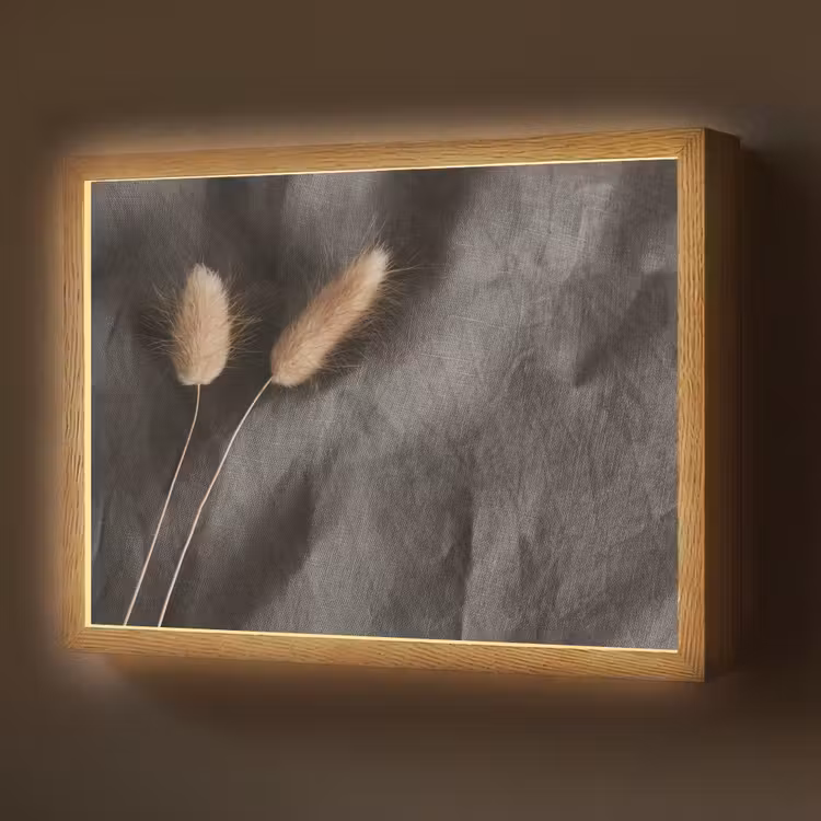 Pampasgras - Pluim - Zwart - Beige Light Box met batterij (Wandlamp) middel -z3d_website