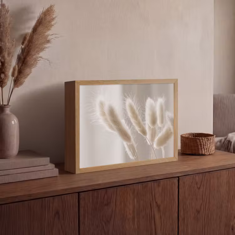 Pampasgras - Pluim - Wit Light Box met batterij (Wandlamp) middel -sfeer2