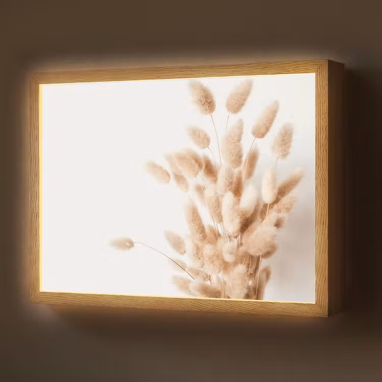 Pampasgras - Pluim - Wit - Beige Light Box met batterij (Wandlamp) middel -z3d_website