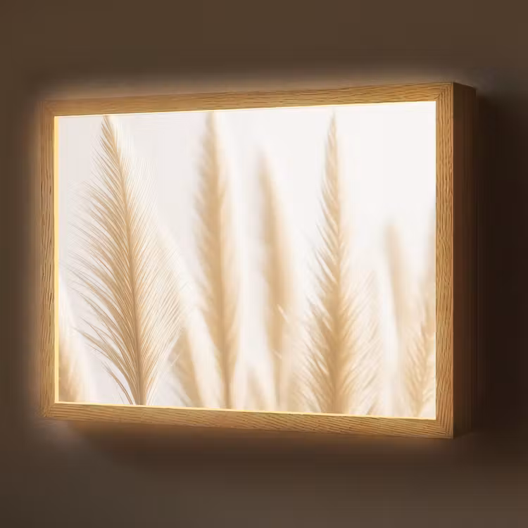 Pampas gras - Pluimen - Beige - Natuur Light Box met batterij (Wandlamp) middel -z3d_website