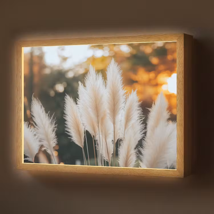 Pampasgras - Pluimen - Sierlijk Light Box met batterij (Wandlamp) middel -z3d_website