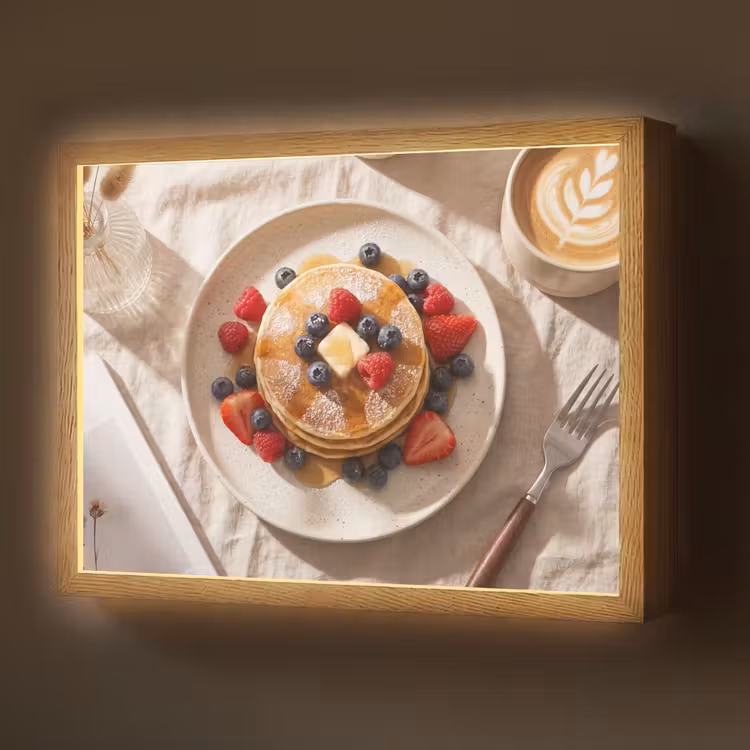 Pannenkoeken - Bessen - Ontbijt - Modern - Beige Light Box met batterij (Wandlamp) middel -z3d_website