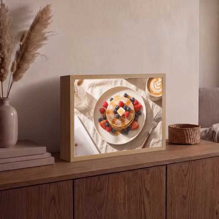 Pannenkoeken - Bessen - Ontbijt - Modern - Beige Light Box met batterij (Wandlamp) middel -sfeer2