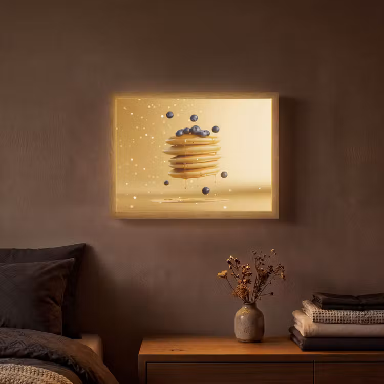 Pannenkoeken - Eten - Honing - Geel Light Box met batterij (Wandlamp) middel -sfeer4