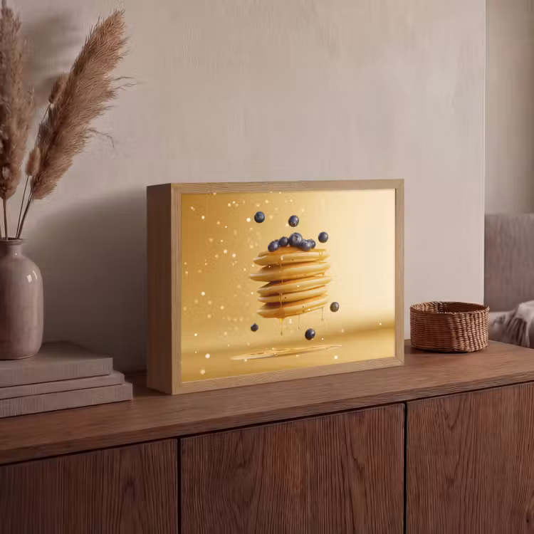 Pannenkoeken - Eten - Honing - Geel Light Box met batterij (Wandlamp) middel -sfeer2