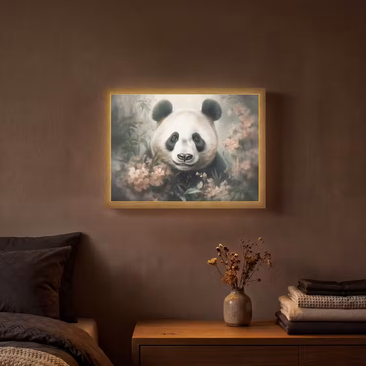 Panda - Dieren - Bloemen - Planten Light Box met batterij (Wandlamp) middel -sfeer4