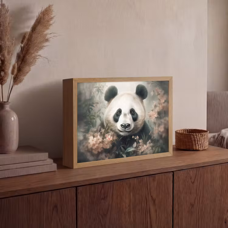 Panda - Dieren - Bloemen - Planten Light Box met batterij (Wandlamp) middel -sfeer2