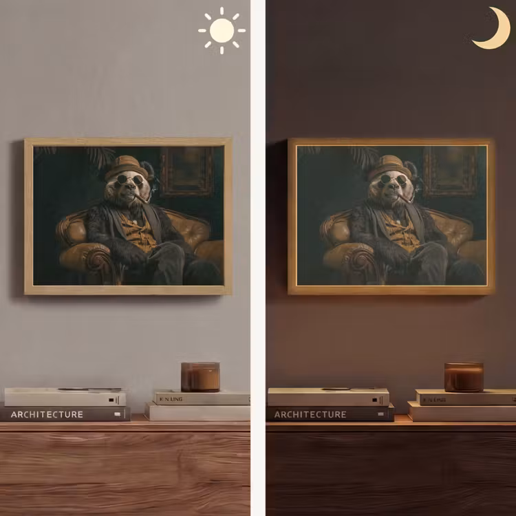 Panda - Hoed - Bril - Pak Light Box met batterij (Wandlamp) middel -sfeer3
