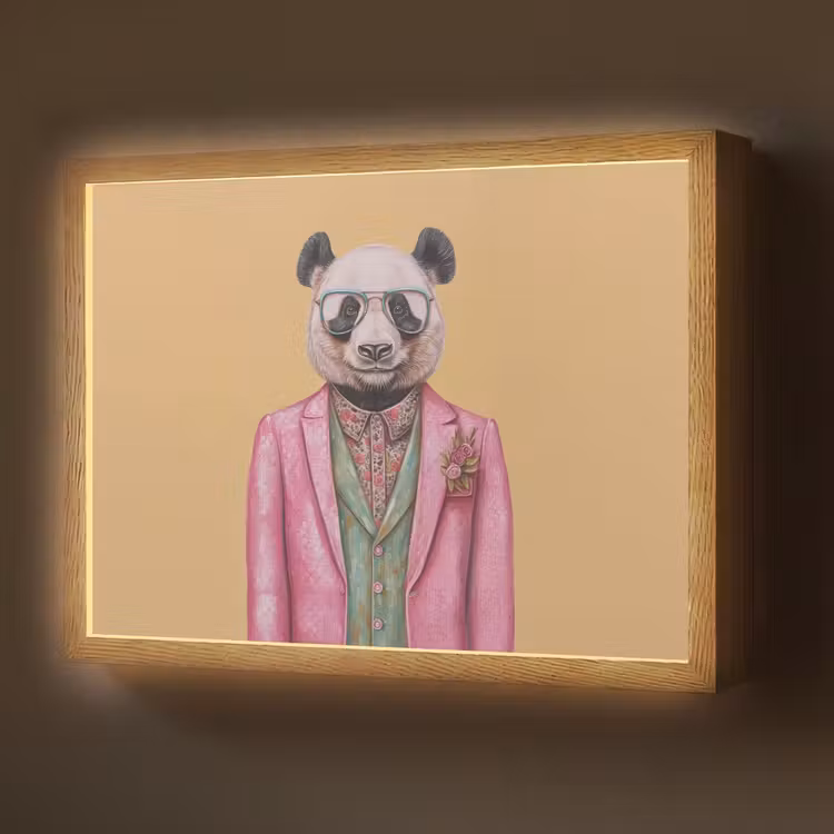 Panda - Pak - Zonnebril - Blauw Light Box met batterij (Wandlamp) middel -z3d_website