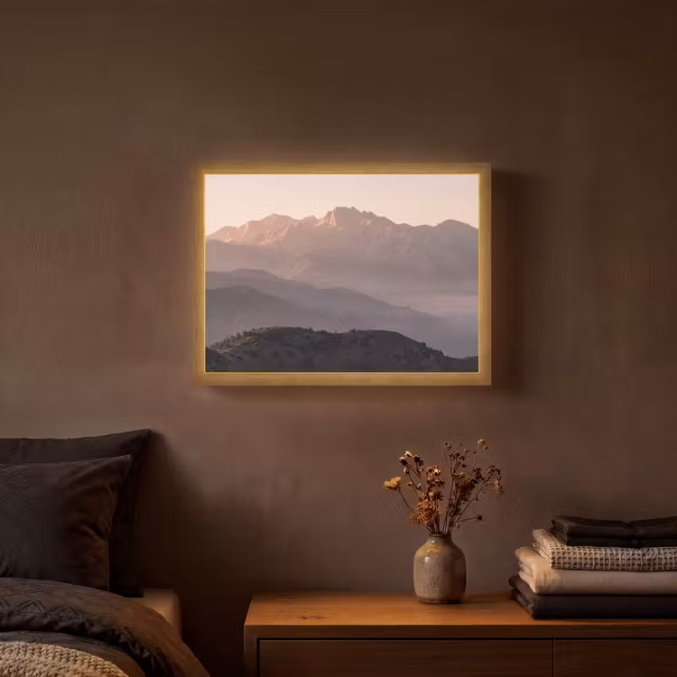 Panorama - Landschap - Bergen Light Box met batterij (Wandlamp) middel -sfeer4