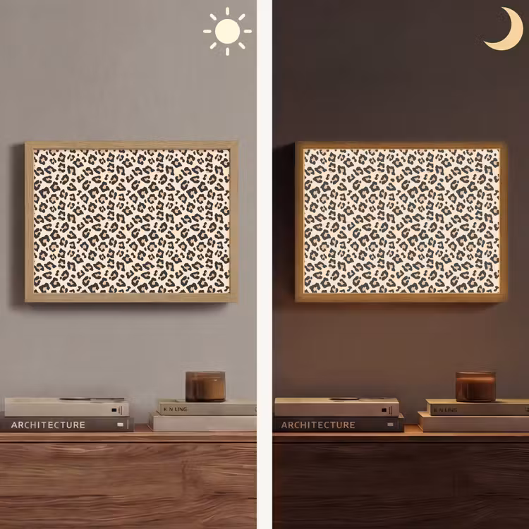 Panterprint - Patroon - Bruin Light Box met batterij (Wandlamp) middel 907 -sfeer3