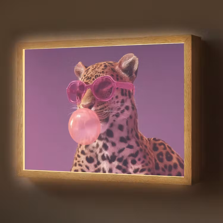 Panter - Zonnebril - Kauwgombel - Roze Light Box met batterij (Wandlamp) middel -z3d_website