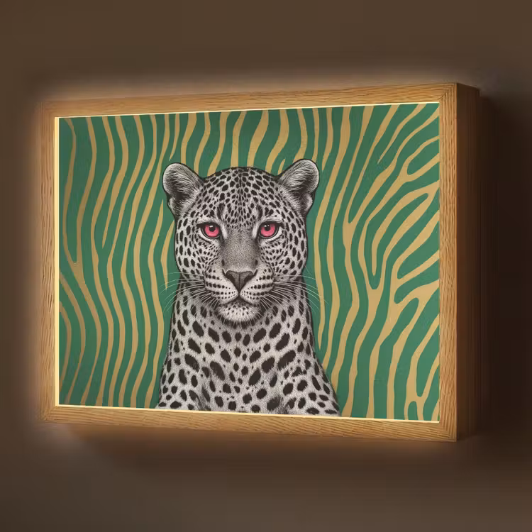 Panter - Zebrapatroon - Groen Light Box met batterij (Wandlamp) middel -z3d_website