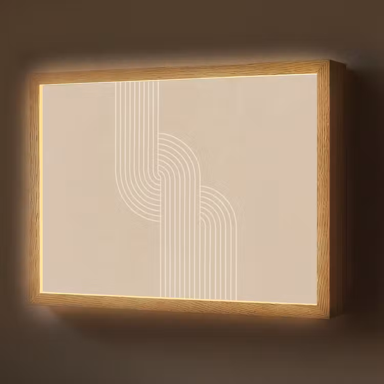 Parallelle lijnen - Lichte textuur - Beige Light Box met batterij (Wandlamp) middel -z3d_website