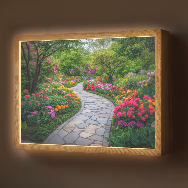 Park - Bloemen - Tuin Light Box met batterij (Wandlamp) middel -z3d_website