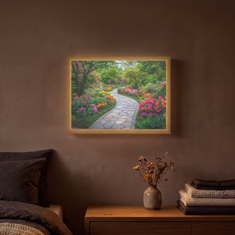 Park - Bloemen - Tuin Light Box met batterij (Wandlamp) middel -sfeer4