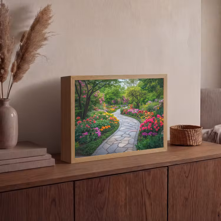 Park - Bloemen - Tuin Light Box met batterij (Wandlamp) middel -sfeer2