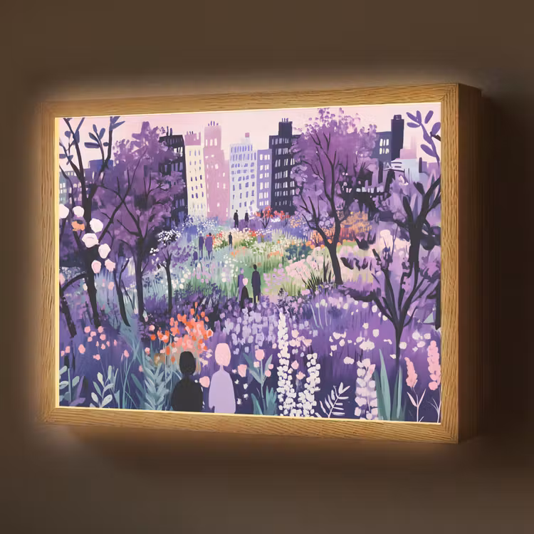 Park - Bomen - Bloemen - Gebouwen Light Box met batterij (Wandlamp) middel -z3d_website