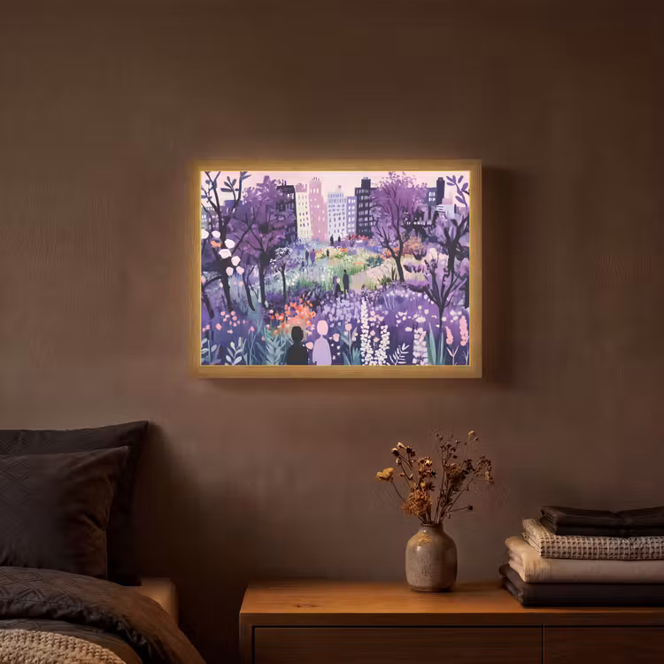 Park - Bomen - Bloemen - Gebouwen Light Box met batterij (Wandlamp) middel -sfeer4