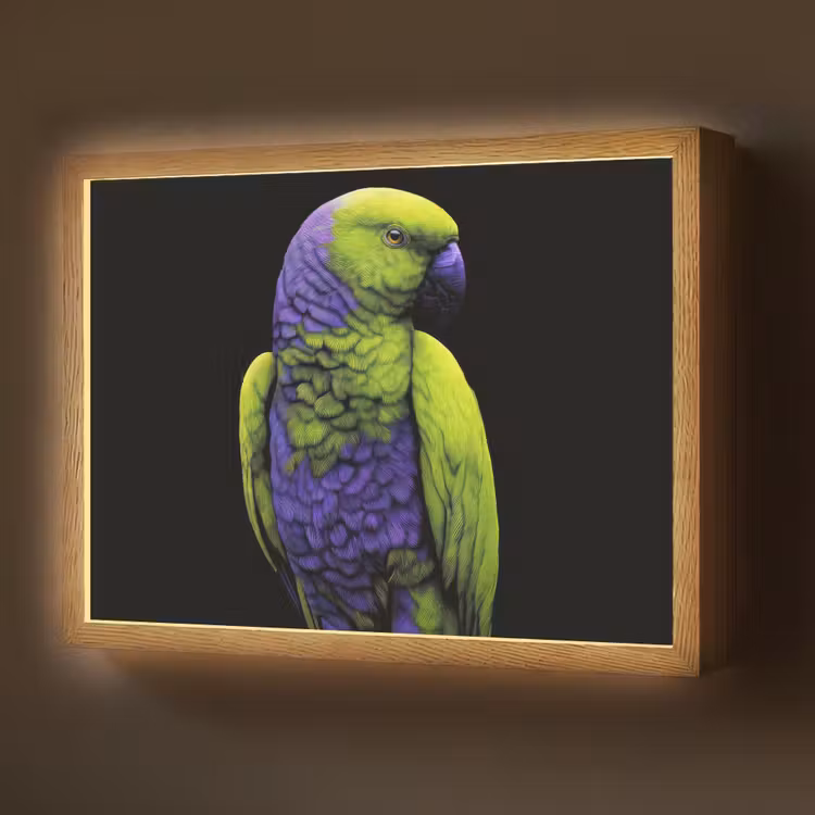 Papegaai - Veren - Opvallend - Groen Light Box met batterij (Wandlamp) middel -z3d_website