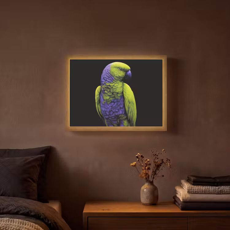Papegaai - Veren - Opvallend - Groen Light Box met batterij (Wandlamp) middel -sfeer4