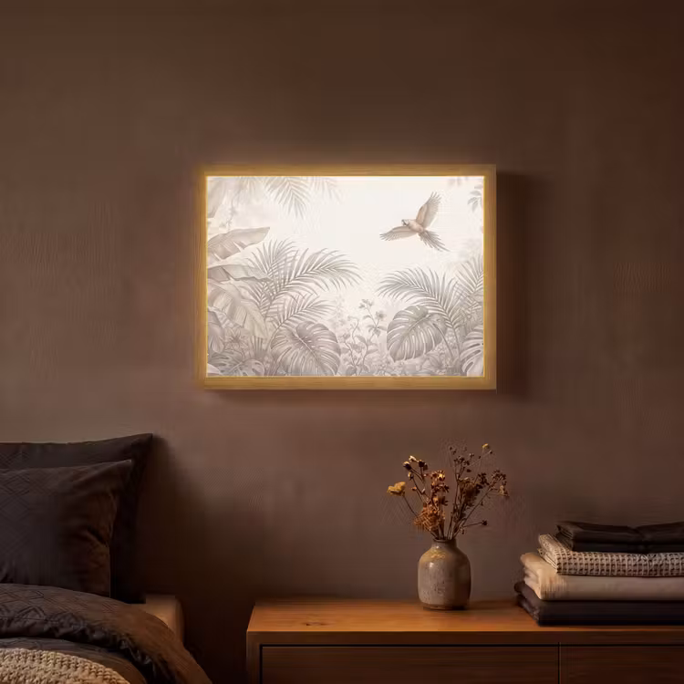 Papagaai - Jungle - Tropisch Light Box met batterij (Wandlamp) middel -sfeer4