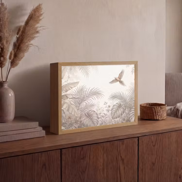 Papagaai - Jungle - Tropisch Light Box met batterij (Wandlamp) middel -sfeer2