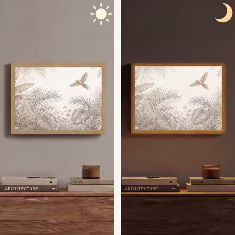 Papagaai - Jungle - Tropisch Light Box met batterij (Wandlamp) middel -sfeer3