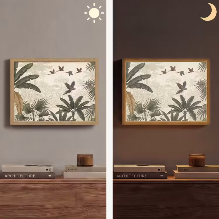 Papagaaien - Jungle - Tropisch - Green Light Box met batterij (Wandlamp) middel -sfeer3