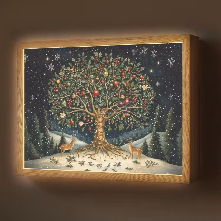 Feestboom - Winterhemel - Kleurrijk Light Box met batterij (Wandlamp) middel -z3d_website