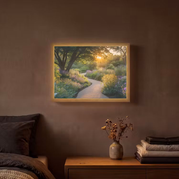 Pad - Bloemen - Park Light Box met batterij (Wandlamp) middel -sfeer4