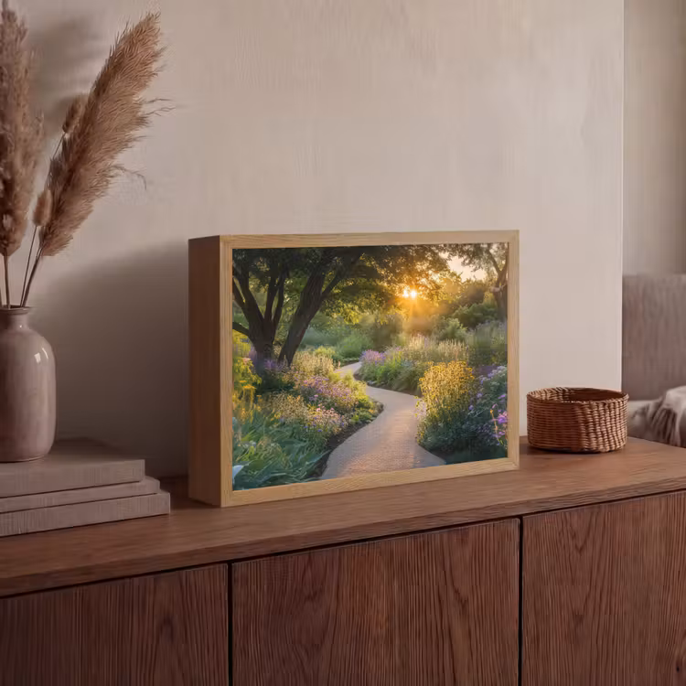 Pad - Bloemen - Park Light Box met batterij (Wandlamp) middel -sfeer2
