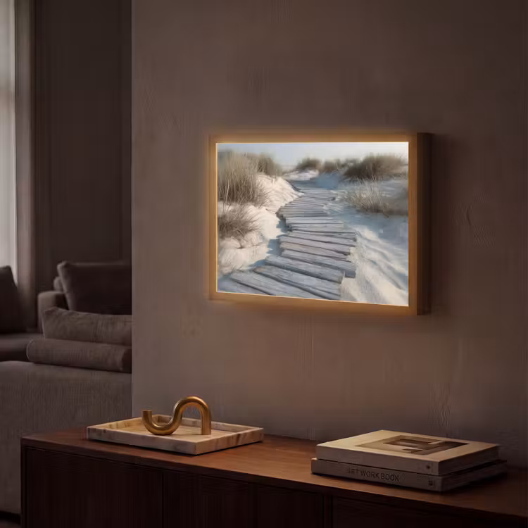 Pad - Planken - Duinen - Gras Light Box met batterij (Wandlamp) middel -sfeer1
