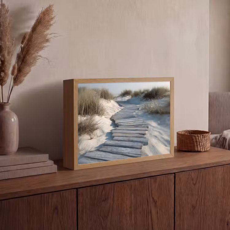 Pad - Planken - Duinen - Gras Light Box met batterij (Wandlamp) middel -sfeer2