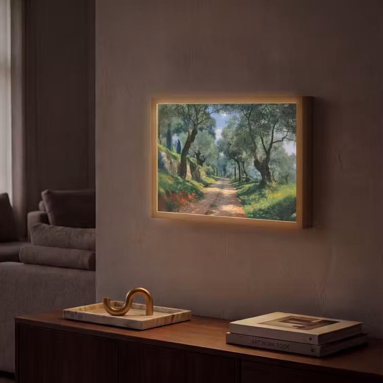Pad - Bomen - Schaduw - Light Box met batterij (Wandlamp) middel -sfeer1