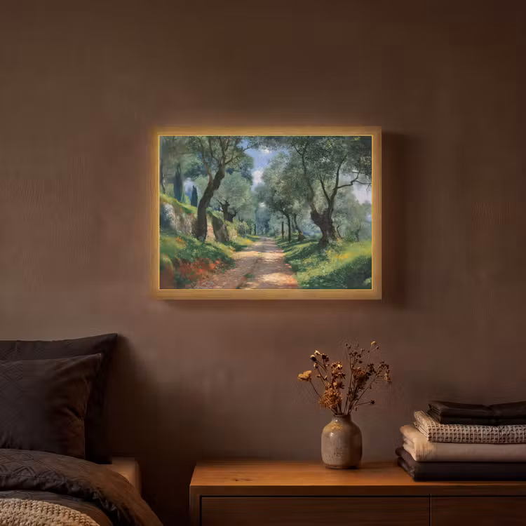 Pad - Bomen - Schaduw - Light Box met batterij (Wandlamp) middel -sfeer4