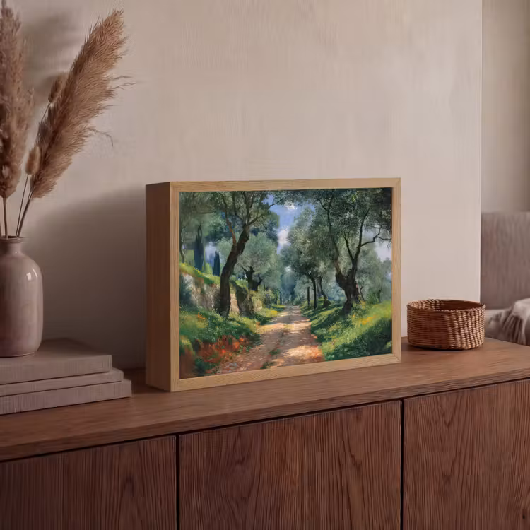 Pad - Bomen - Schaduw - Light Box met batterij (Wandlamp) middel -sfeer2