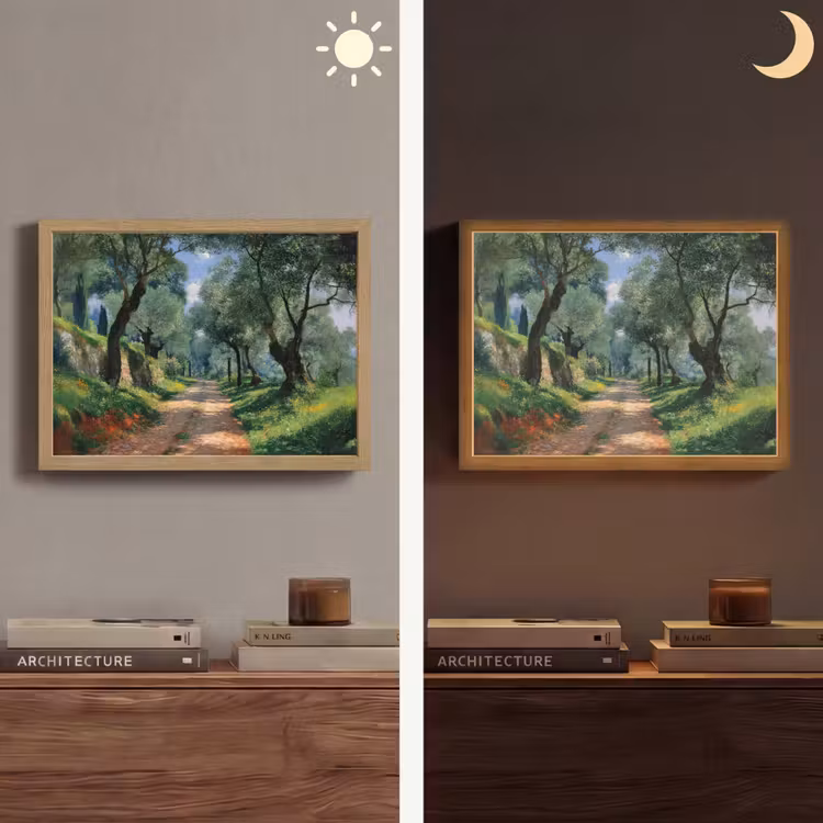 Pad - Bomen - Schaduw - Light Box met batterij (Wandlamp) middel -sfeer3