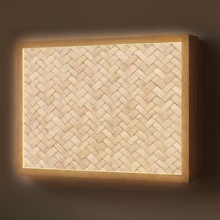 Patroon - Beige - Rotan print Light Box met batterij (Wandlamp) middel -z3d_website