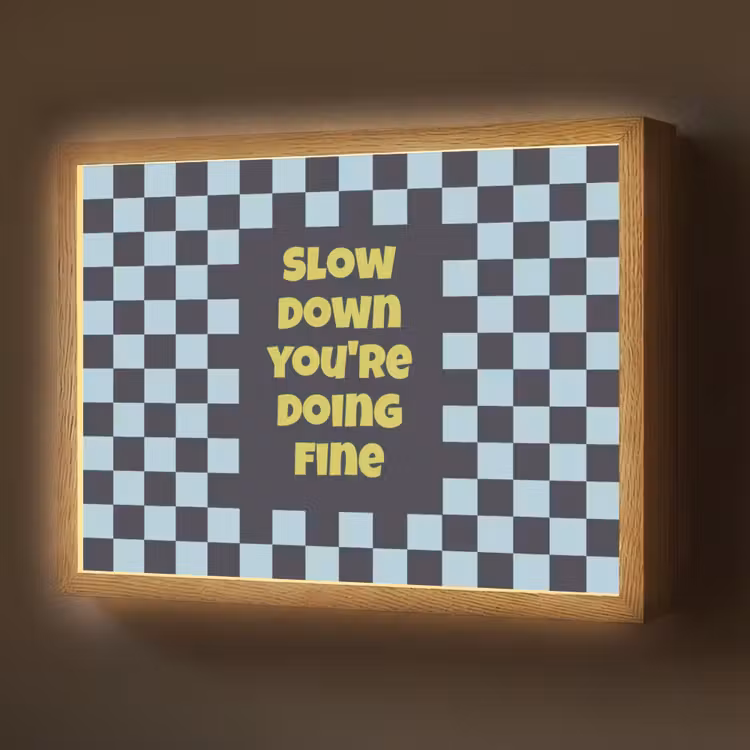 Patroon - Geblok - Blauw - Slow down you're doing fine Light Box met batterij (Wandlamp) middel -z3d_website