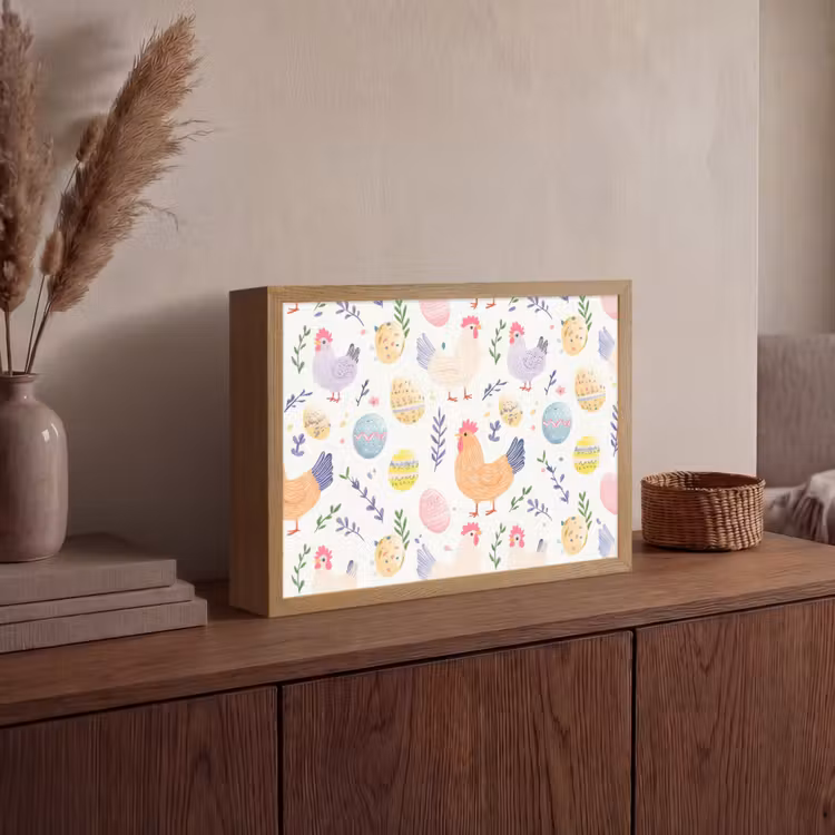 Patroon - Kip - Paaseieren Light Box met batterij (Wandlamp) middel -sfeer2