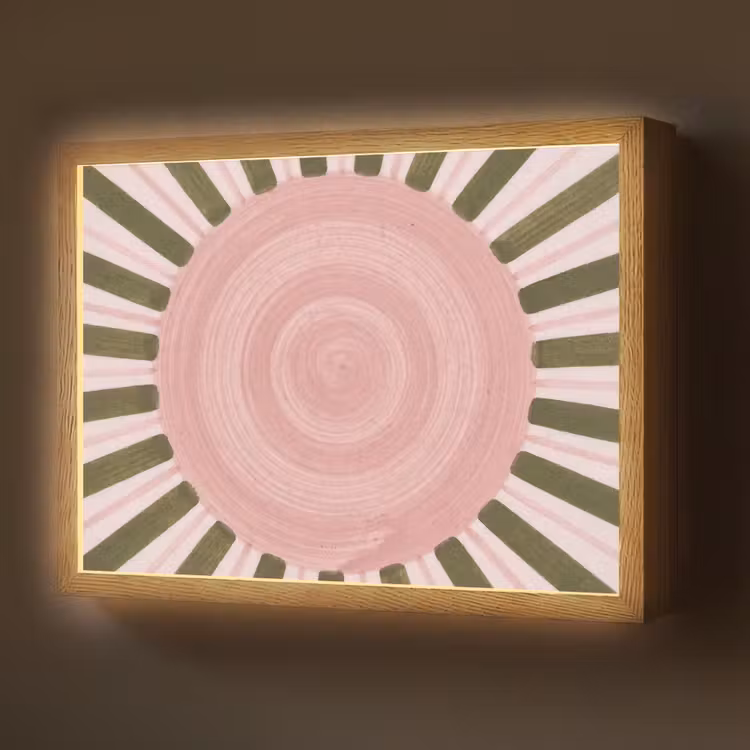 Patroon - Cirkel - Stralen - Abstract - Roze Light Box met batterij (Wandlamp) middel -z3d_website