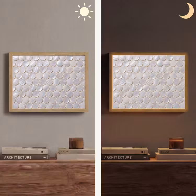 Patroon - Cirkels - Abstract - Modern - Wit Light Box met batterij (Wandlamp) middel -sfeer3