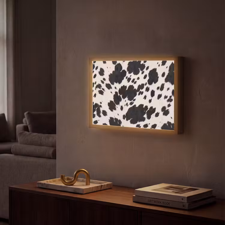 Patroon - Vacht - Zwart - Wit Light Box met batterij (Wandlamp) middel -sfeer1